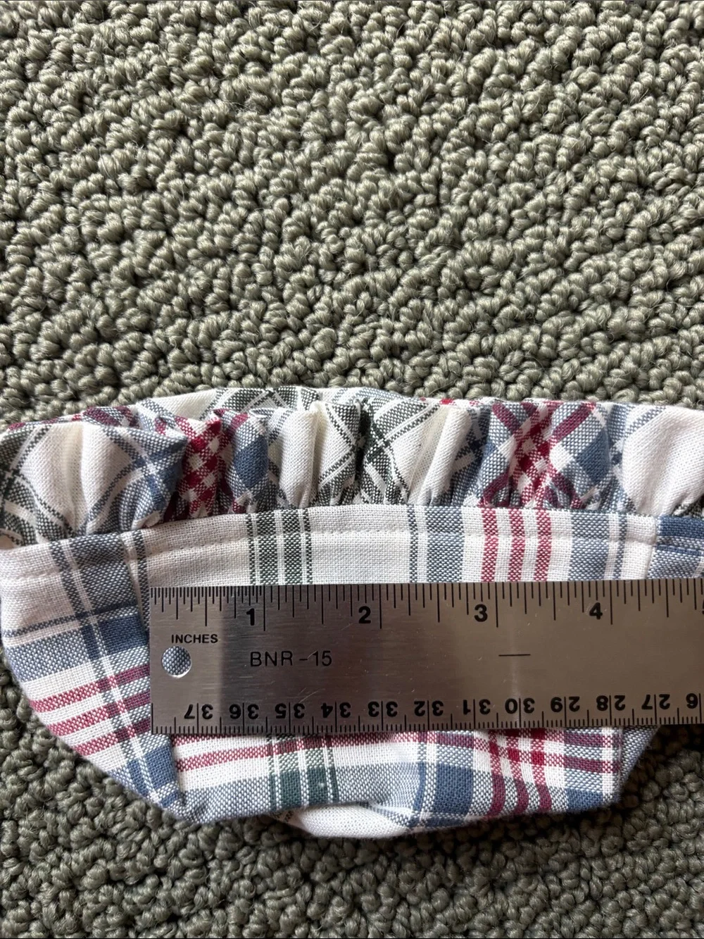 Longaberger Market Day Plaid small  basket liner 4.5” x 2.5” x 2.5 high +ruffle